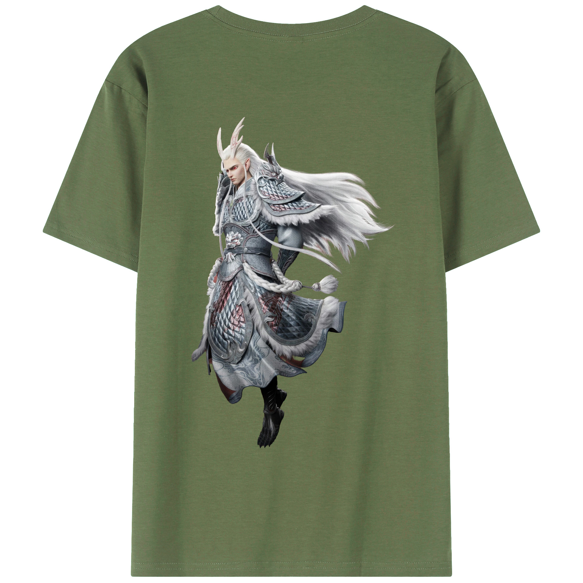 （画像用） Ne Zha 2 ナタ 魔童の大暴れ 綿100％ メンズ半袖Tシャツ（バックプリント） 通気性